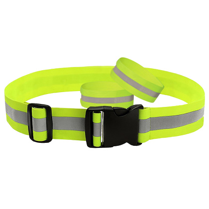 Set: Reflective elastic belt + 2 reflective bands – one reflective stripe – for runners and pedestrians